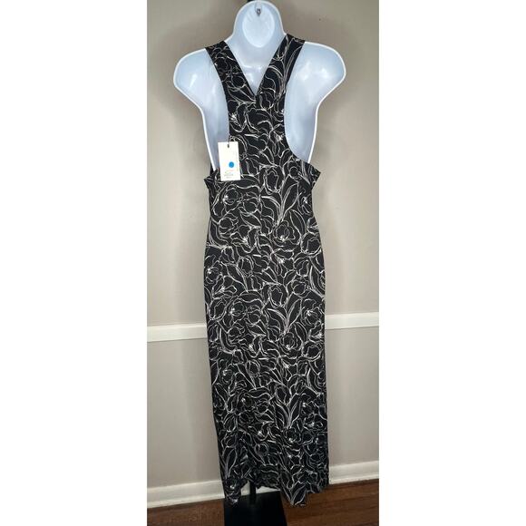 Greylin Fiona O-Ring Midi Dress Black Floral Halter Cutout NWT Size L - Picture 4 of 10